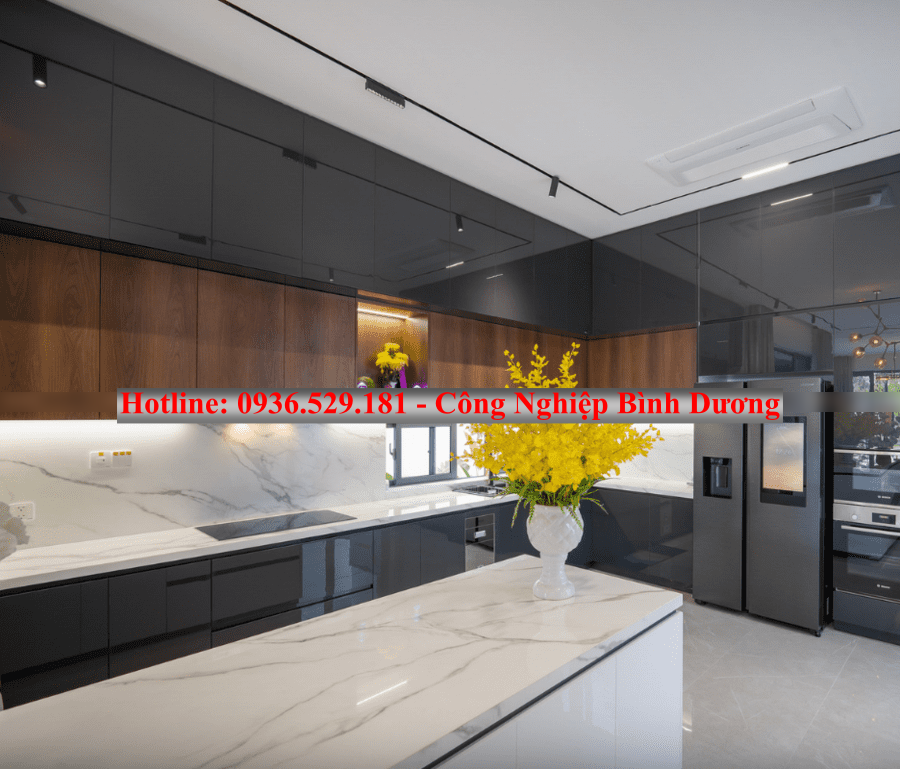 tủ bếp nhôm kính