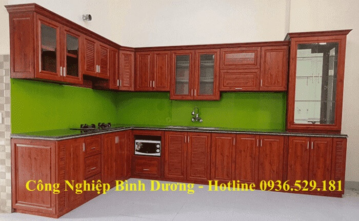 tủ bếp nhôm kính