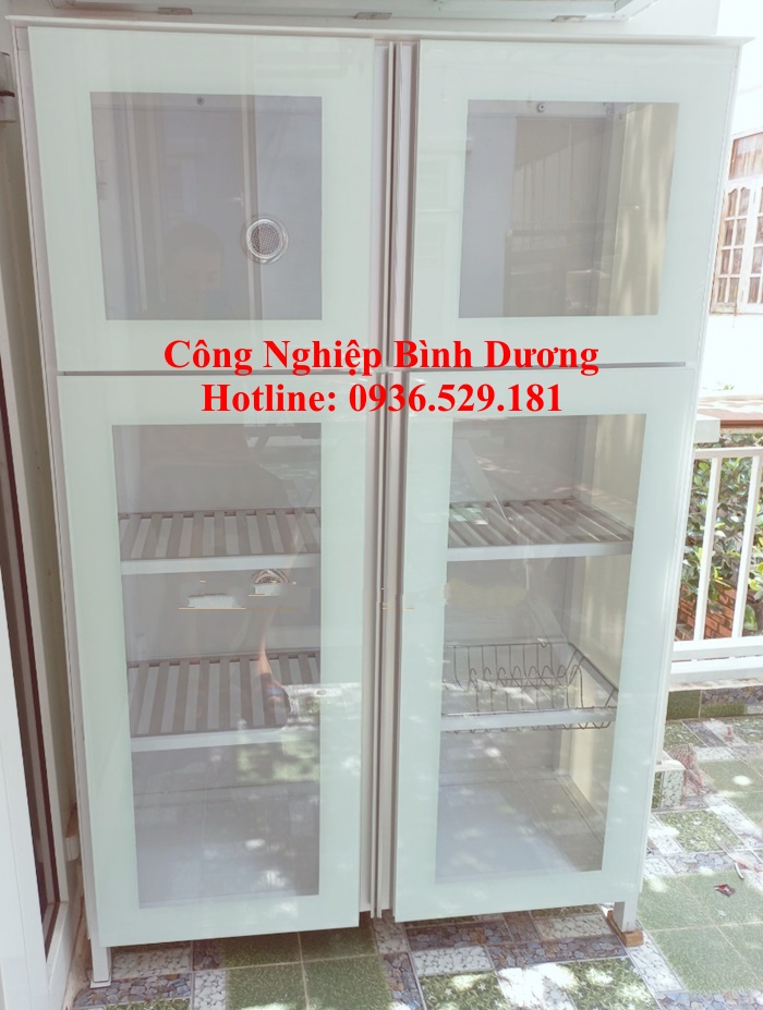 tủ chén bát nhôm kính