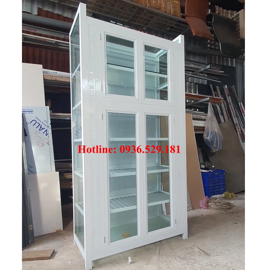 tủ chén nhôm kính