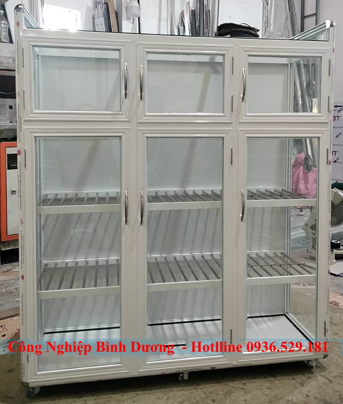 tủ đựng chén bát nhôm kính