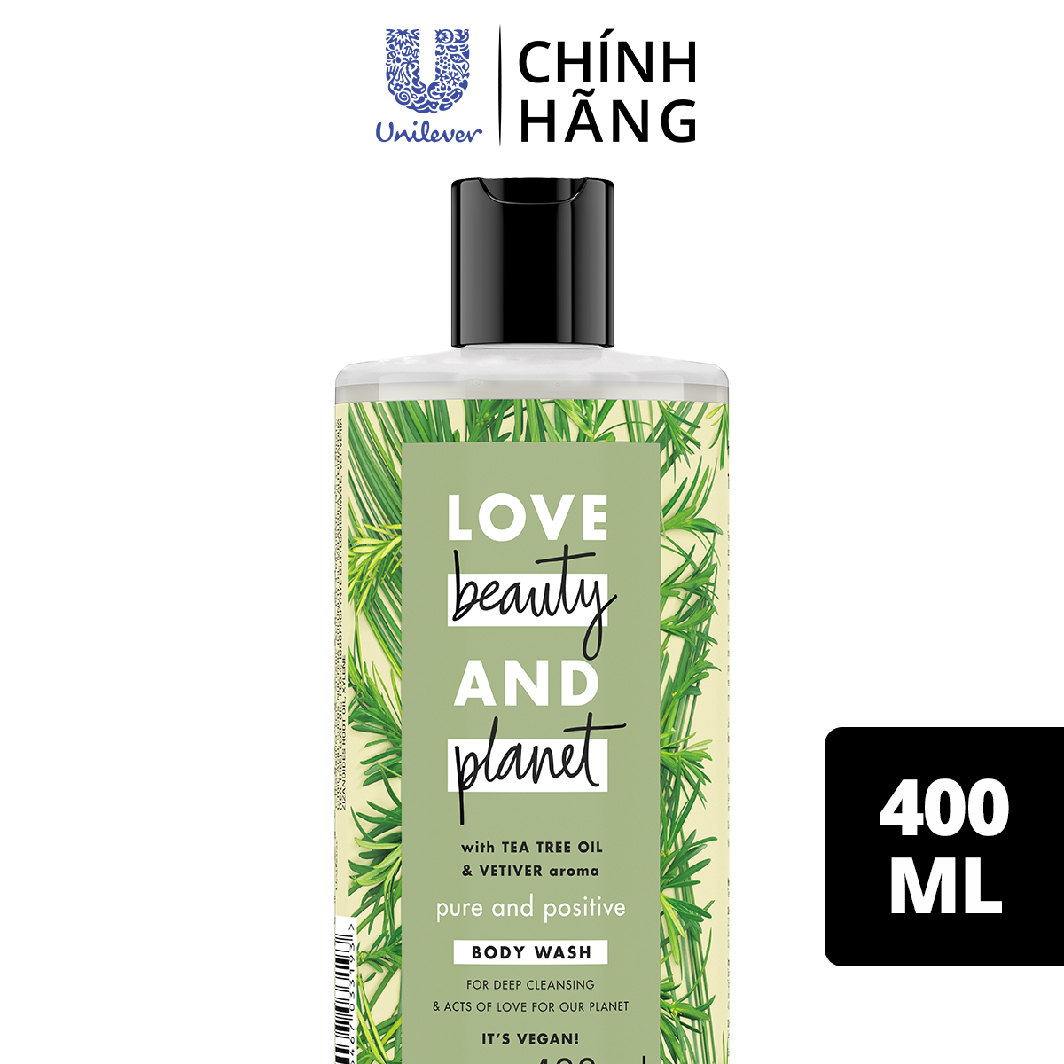 Sữa tắm Love Beauty And Planet detox sạch sâu lưu hương thanh mát với 100% tinh dầu tràm trà Úc, 400ml Sữa tắm Love Beauty And Planet detox sạch sâu lưu hương thanh mát với 100% tinh dầu tràm trà Úc, 400ml