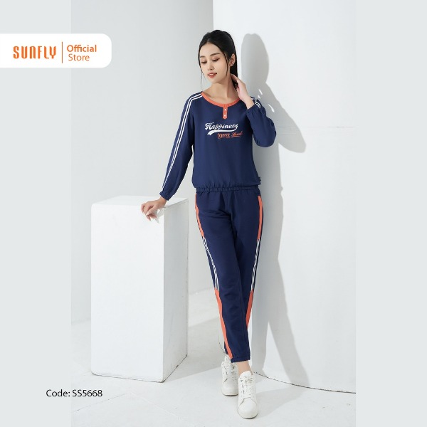 Bộ Thể Thao Linen SUNFLY Áo Tay Dài Quần Dài xanh Bộ Thể Thao Linen SUNFLY Áo Tay Dài Quần Dài xanh