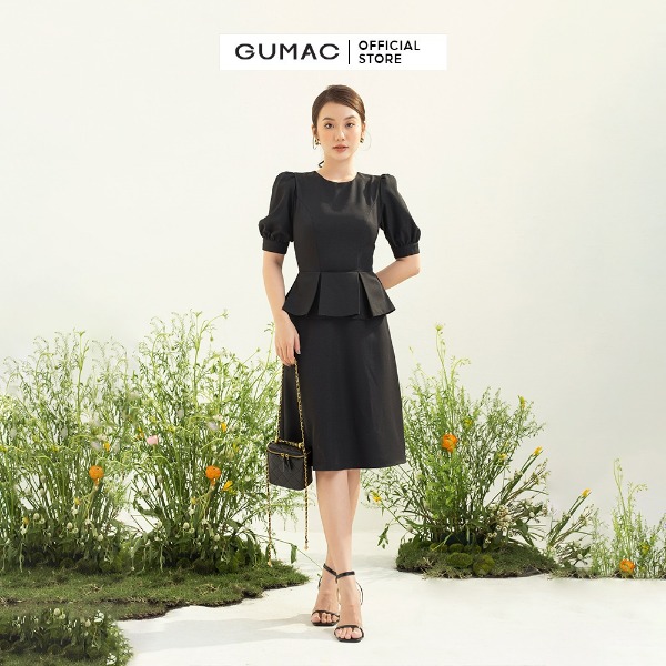 Đầm bèo phối eo thời trang GUMAC Đầm bèo phối eo thời trang GUMAC
