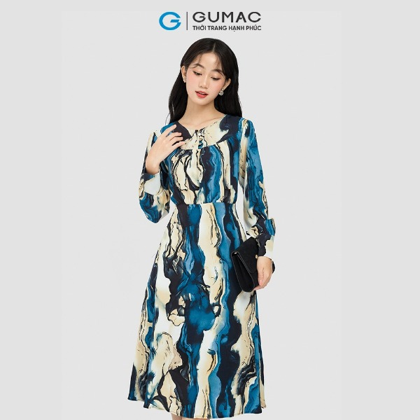 Đầm họa tiết rã đô thời trang GUMAC Đầm họa tiết rã đô thời trang GUMAC