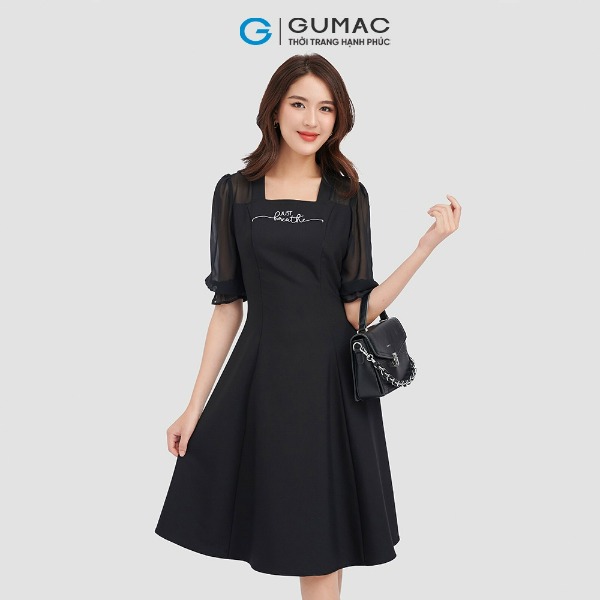 Đầm nữ dáng xòe thời trang GUMAC-đen Đầm nữ dáng xòe thời trang GUMAC-đen