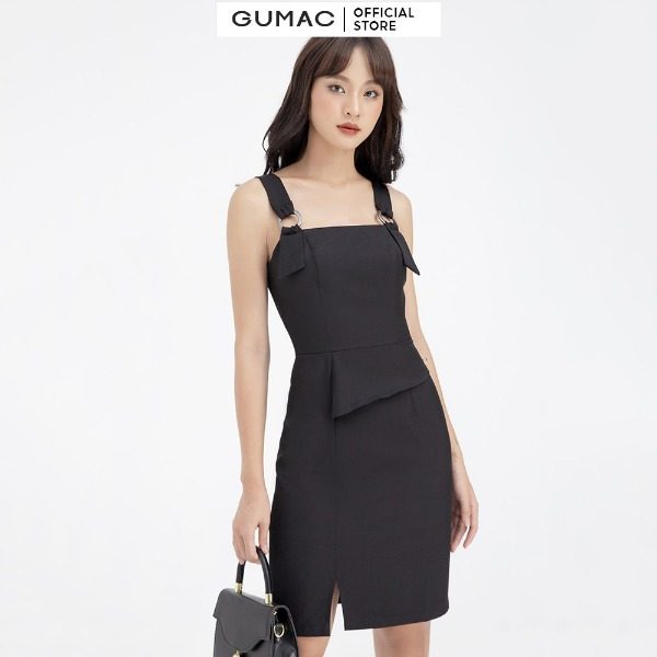Đầm ôm nữ sát nách xẻ tà GUMAC ôm body quyến rũ đen Đầm ôm nữ sát nách xẻ tà GUMAC ôm body quyến rũ đen