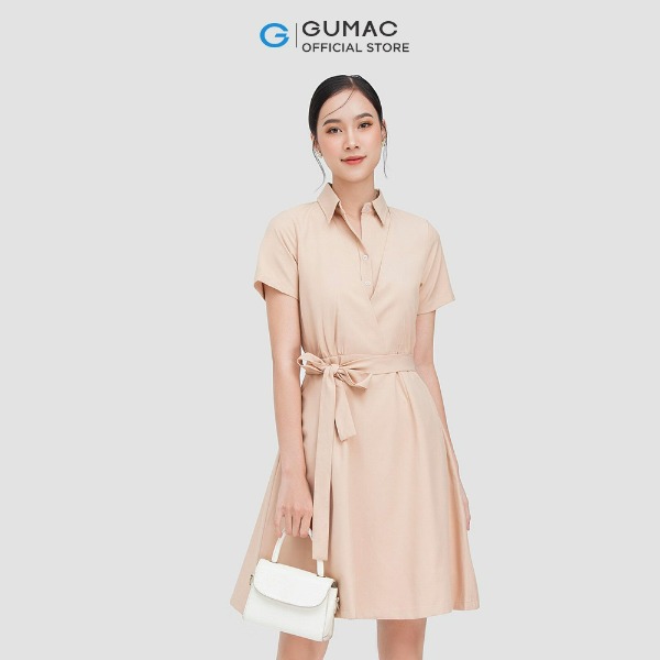 Đầm sơ mi nữ thời trang GUMAC thiết kế đắp chéo - be Đầm sơ mi nữ thời trang GUMAC thiết kế đắp chéo - be