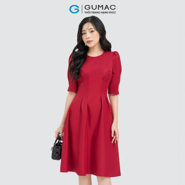 Đầm tay phồng chiết ly GUMAC Đầm tay phồng chiết ly GUMAC