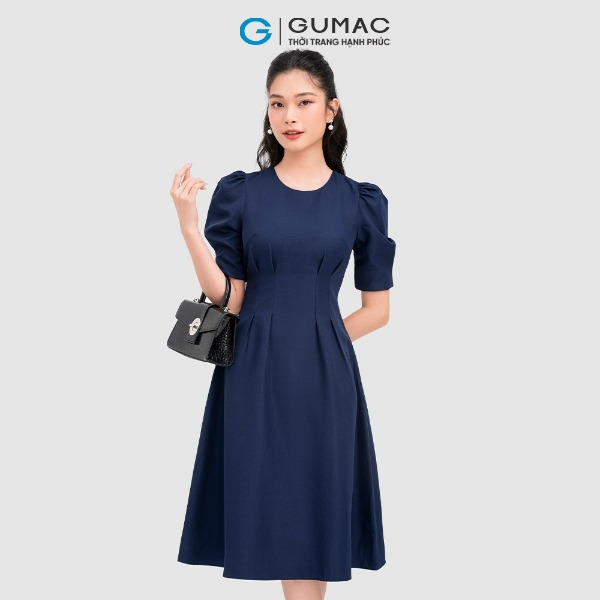 Đầm tay phồng chiết ly GUMAC Đầm tay phồng chiết ly GUMAC