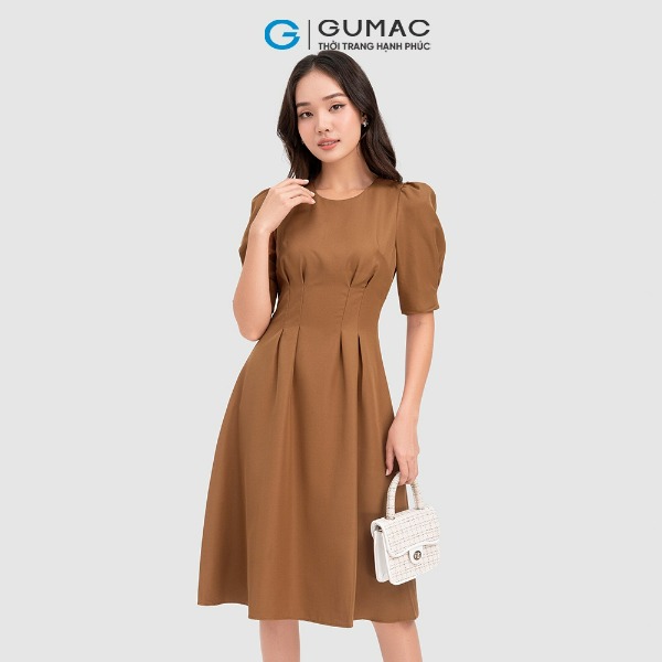 Đầm tay phồng chiết ly GUMAC Đầm tay phồng chiết ly GUMAC