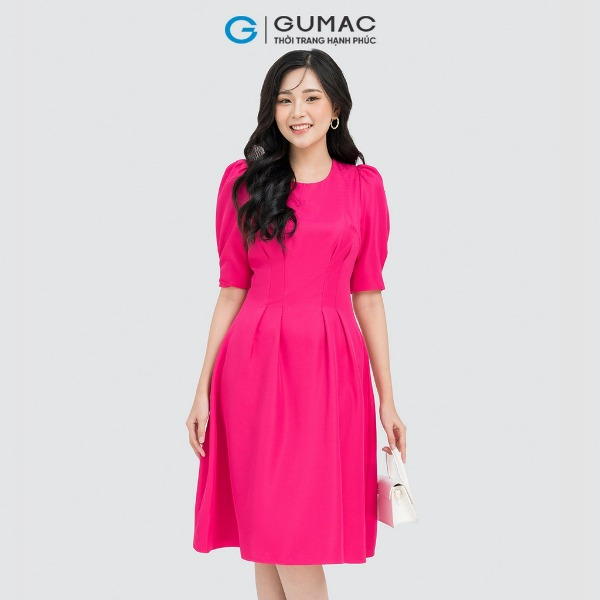 Đầm tay phồng chiết ly GUMAC Đầm tay phồng chiết ly GUMAC