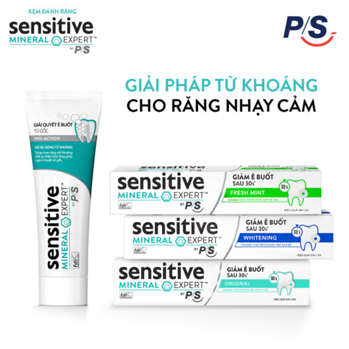 Kem đánh răng P/S giảm ê buốt sau 30 giây Sensitive Mineral Expert Whitening với tác động từ khoáng 100g Kem đánh răng P/S giảm ê buốt sau 30 giây Sensitive Mineral Expert Whitening với tác động từ khoáng 100g