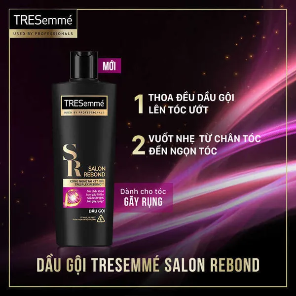 Combo Dầu Gội, Dầu Xả TRESEMME Salon Rebond Cho tóc hư tổn do tạo kiểu Công Nghệ Tái Kết Nối Giúp ngăn gãy rụng tóc 640g, 620g