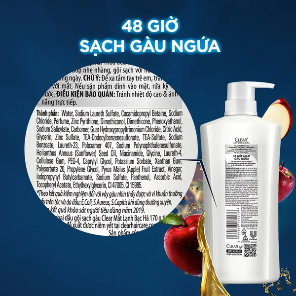 Dầu gội đầu clear sạch gàu ngứa và vi khuẩn suốt 24 Giờ 630g