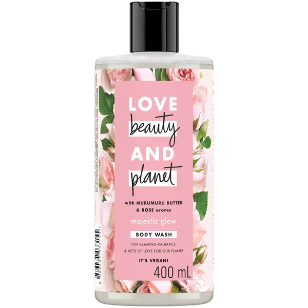 Sữa Tắm Love Beauty & Planet Majestic Glow 400ml Làm Sáng Da Dưỡng Ẩm Từ Thiên Nhiên 100% Tinh Dầu Hoa Hồng Bulgaria