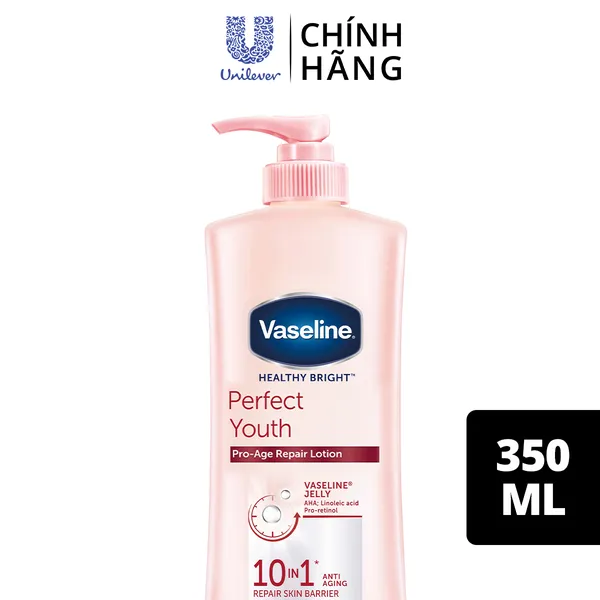 Sữa Dưỡng Thể Dưỡng Ẩm Vaseline 350ml Sáng Da Perfect Youth Phức Hợp Pro-Retinol Sinh Collagen & Aha Cải Thiện Nếp Nhăn