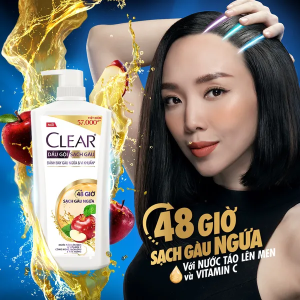 Dầu gội đầu clear sạch gàu ngứa và vi khuẩn suốt 24 Giờ 630g