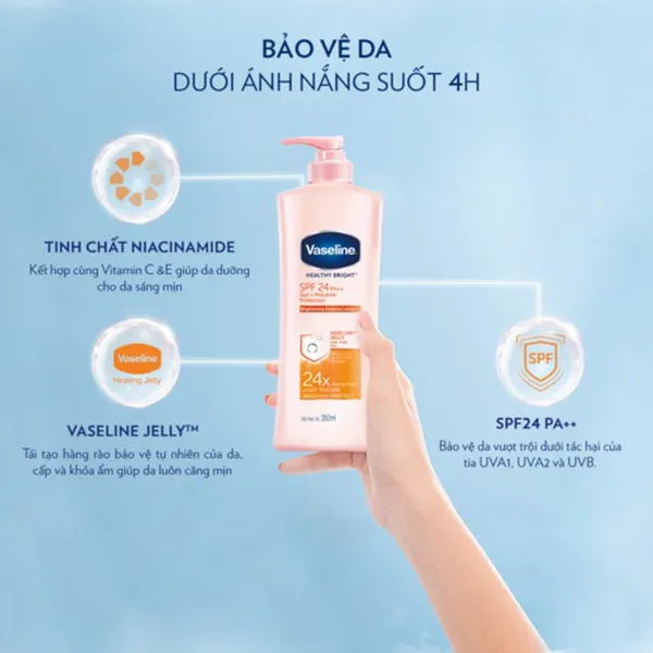 Sữa dưỡng thể da sáng tức thì Vaseline 350ml/chai