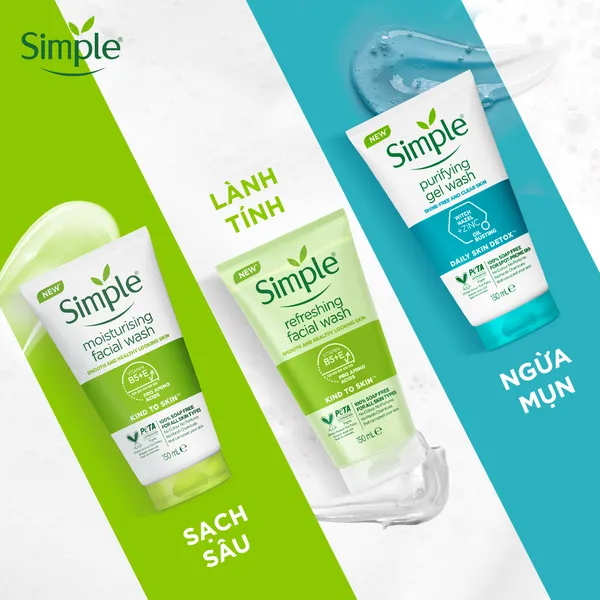 Sữa rửa mặt Simple sạch sâu hiệu quả - cho da thường 150ml