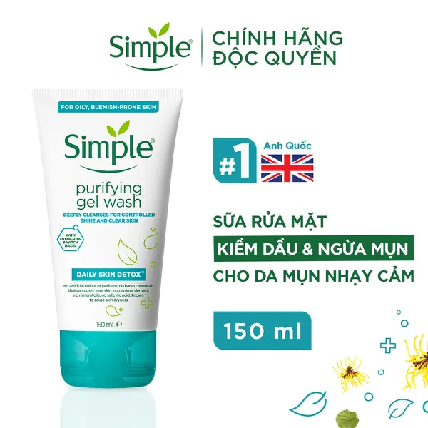 Sữa rửa mặt Simple Cấp ẩm cho da khô nhạy cảm 150ml