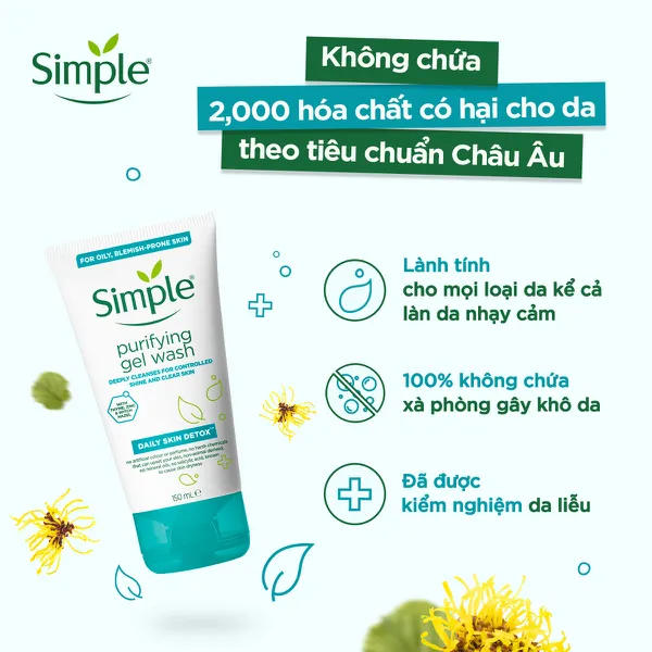 Sữa rửa mặt Simple Cấp ẩm cho da khô nhạy cảm 150ml