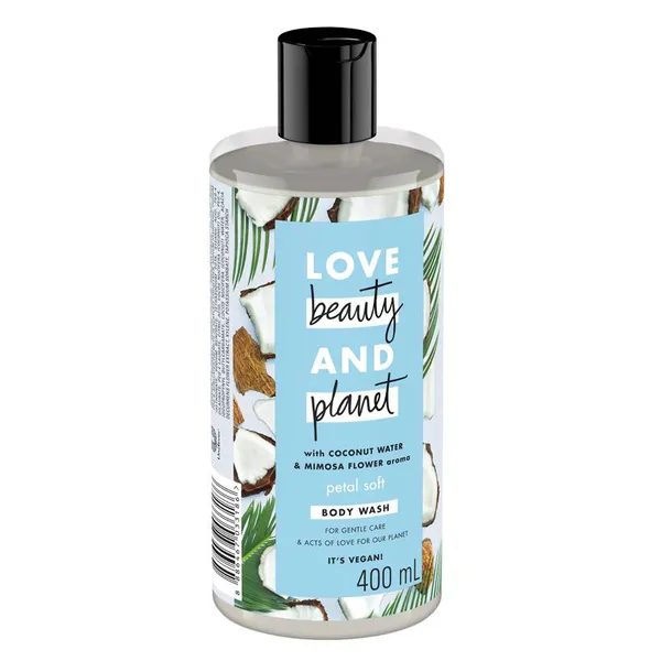 Sữa Tắm Love Beauty & Planet Chăm Sóc Da Từ Thiên Nhiên Mềm Mịn Petal Soft Với 100% Dừa Tươi Organic 400Ml