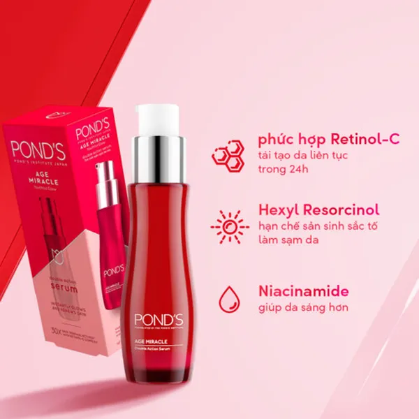 Serum tinh chất chống lão hóa giảm nếp nhăn POND'S Age Miracle Hya-Collagen Fillter Retinol-C 30ml