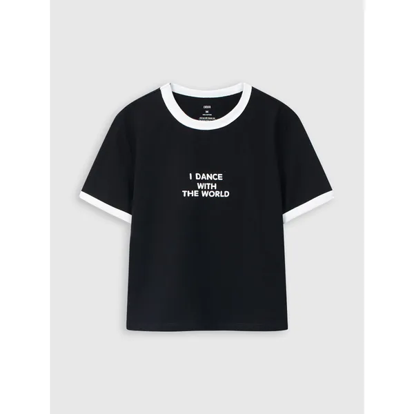 Áo phông nữ CANIFA chất liệu 100% cotton cổ tròn tay cộc