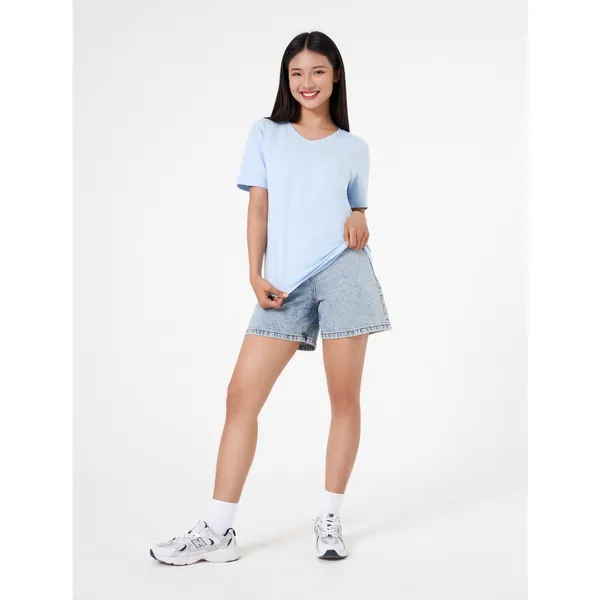 Áo phông nữ CANIFA chất liệu cotton cổ tim tay cộc