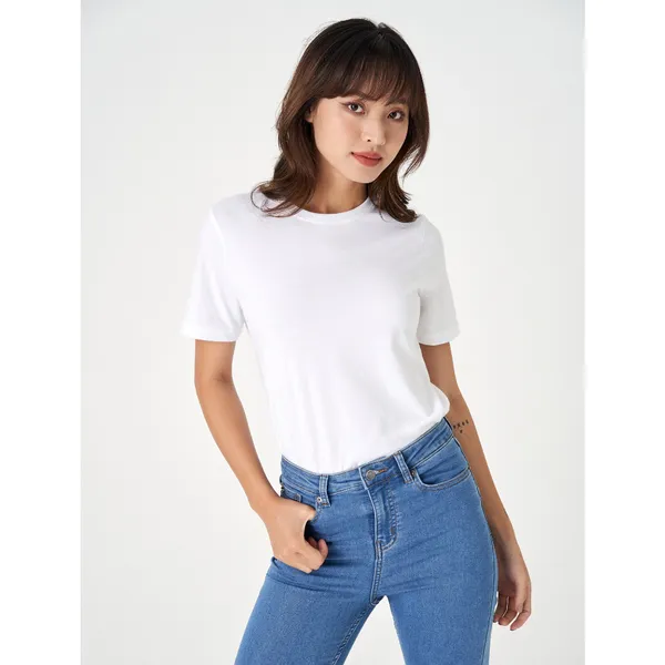Áo phông nữ CANIFA chất liệu cotton pha cổ tròn tay cộc
