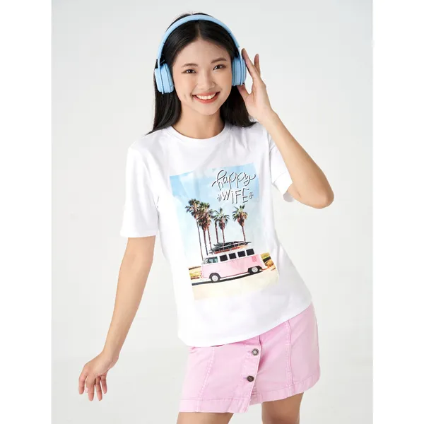 Áo phông nữ CANIFA có hình in chất liệu 100% cotton