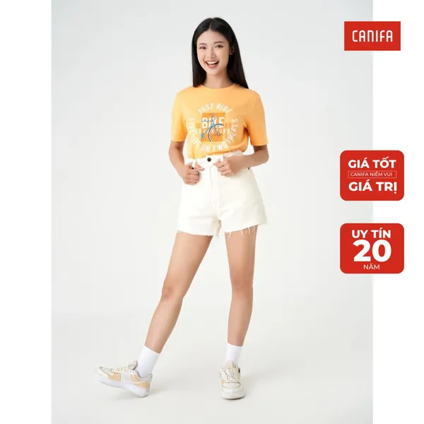 Áo phông nữ CANIFA có hình in chất liệu 100% cotton