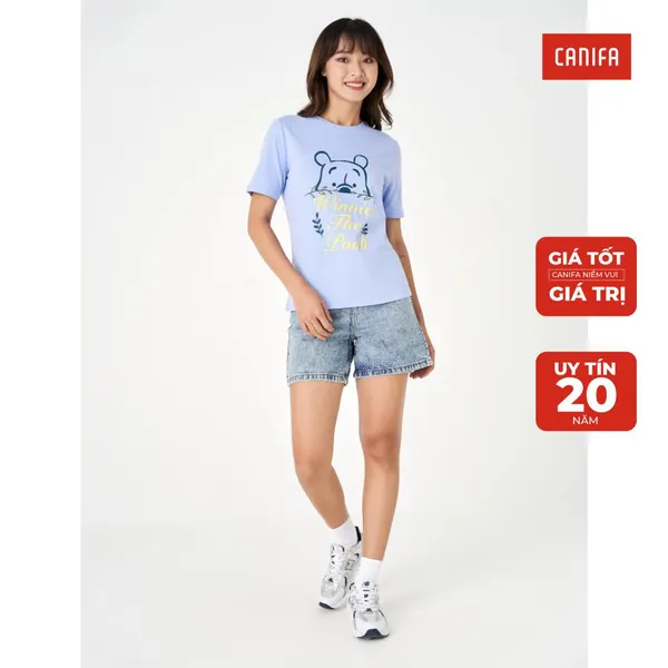 Áo phông nữ CANIFA in Winnie the Pooh chất liệu 100% cotton