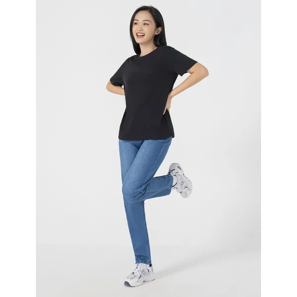 Áo phông nữ CANIFA trơn cổ tròn cộc tay chất liệu cotton dáng basic nhiều màu trắng đen xanh hồng đỏ cam