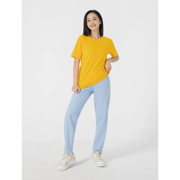 Áo phông nữ CANIFA trơn cổ tròn cộc tay chất liệu cotton dáng basic nhiều màu trắng đen xanh hồng đỏ cam