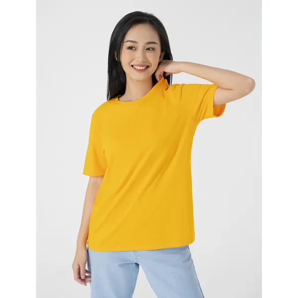 Áo phông nữ CANIFA trơn cổ tròn cộc tay chất liệu cotton dáng basic nhiều màu trắng đen xanh hồng đỏ cam