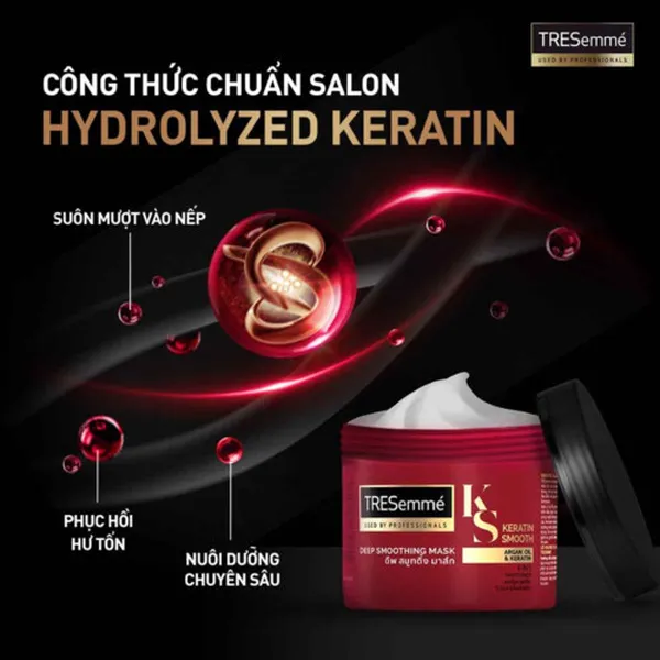 Kem ủ TRESemmé Keratin Smooth Tinh Dầu Argan Vào nếp suôn mượt 180ML