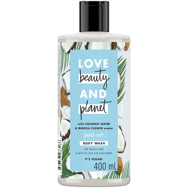 Sữa Tắm Love Beauty & Planet Chăm Sóc Da Từ Thiên Nhiên Mềm Mịn Petal Soft Với 100% Dừa Tươi Organic 400Ml