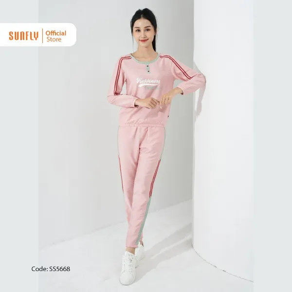 Bộ Thể Thao Linen SUNFLY Áo Tay Dài Quần Dài