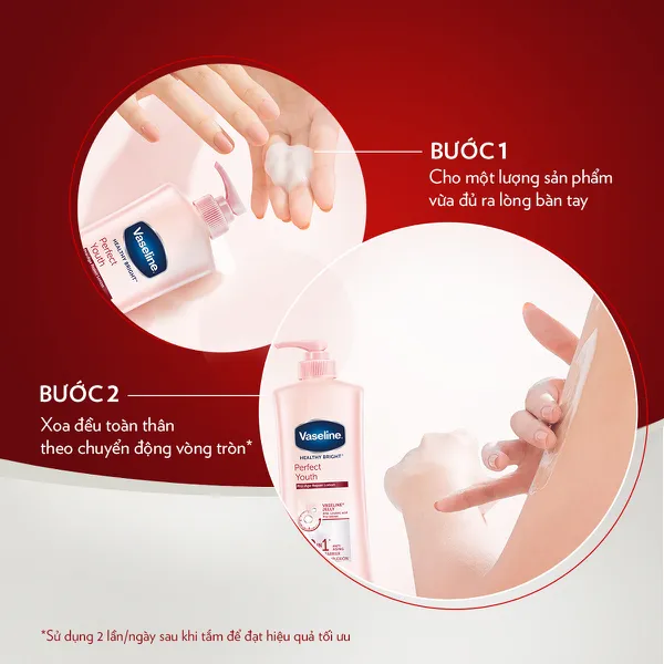 Sữa Dưỡng Thể Dưỡng Ẩm Vaseline 350ml Sáng Da Perfect Youth Phức Hợp Pro-Retinol Sinh Collagen & Aha Cải Thiện Nếp Nhăn