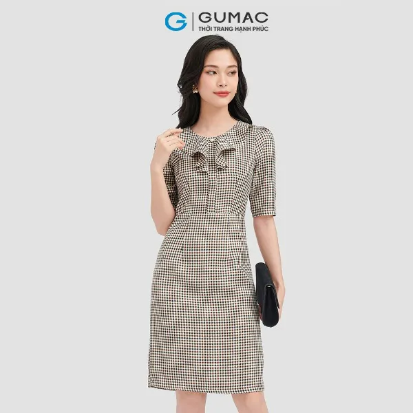 Đầm caro cổ bèo GUMAC