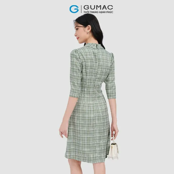 Đầm caro nút bọc thời trang GUMAC