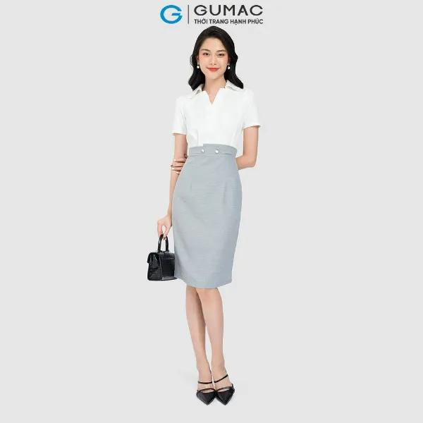 Đầm caro phối sơ mi thời trang GUMAC