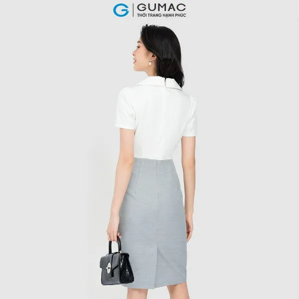 Đầm caro phối sơ mi thời trang GUMAC