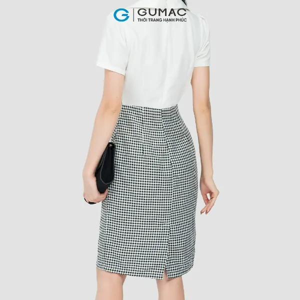 Đầm caro phối sơ mi thời trang GUMAC