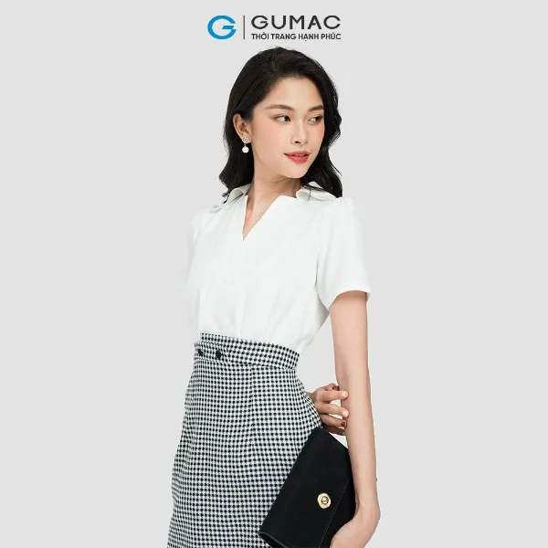 Đầm caro phối sơ mi thời trang GUMAC