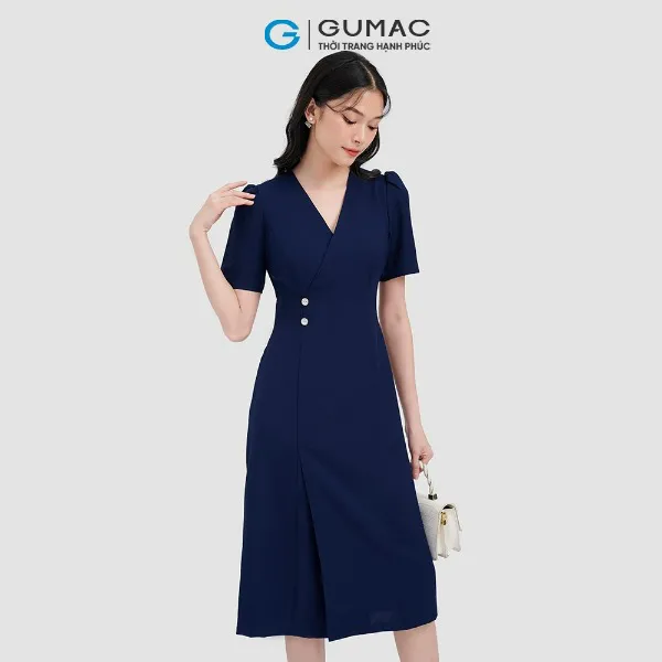 Đầm chéo ngực phối nút thời trang GUMAC