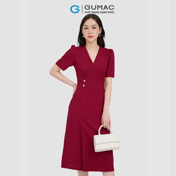 Đầm chéo ngực phối nút thời trang GUMAC