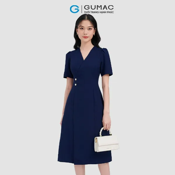 Đầm chéo ngực phối nút thời trang GUMAC
